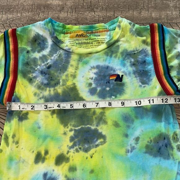 Aviator 🧑‍✈️ Nation Made in USA 🇺🇸 Kids Rainbow 🌈 Ringet Tie-Dye T-Shirt Unique! - Picture 9 of 17